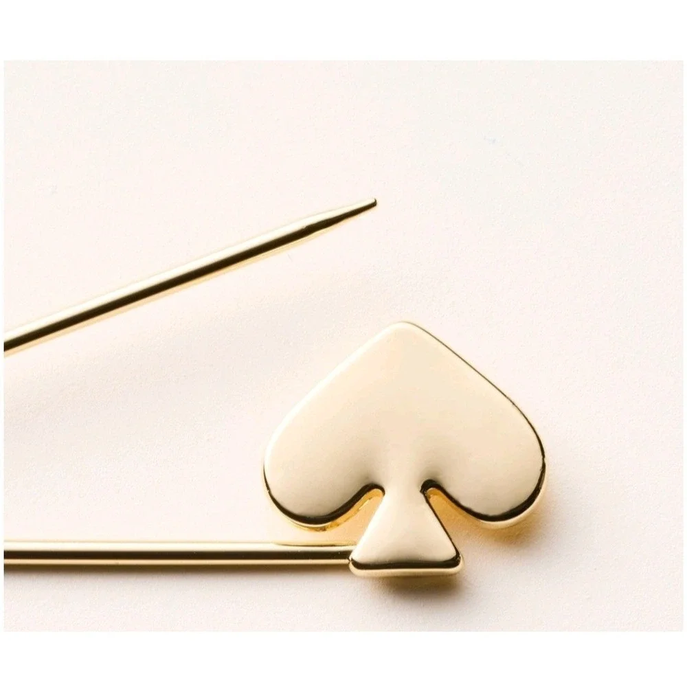 Kate Spade New York Gold Tone Spade Safety Pin Brooch Logo Pin